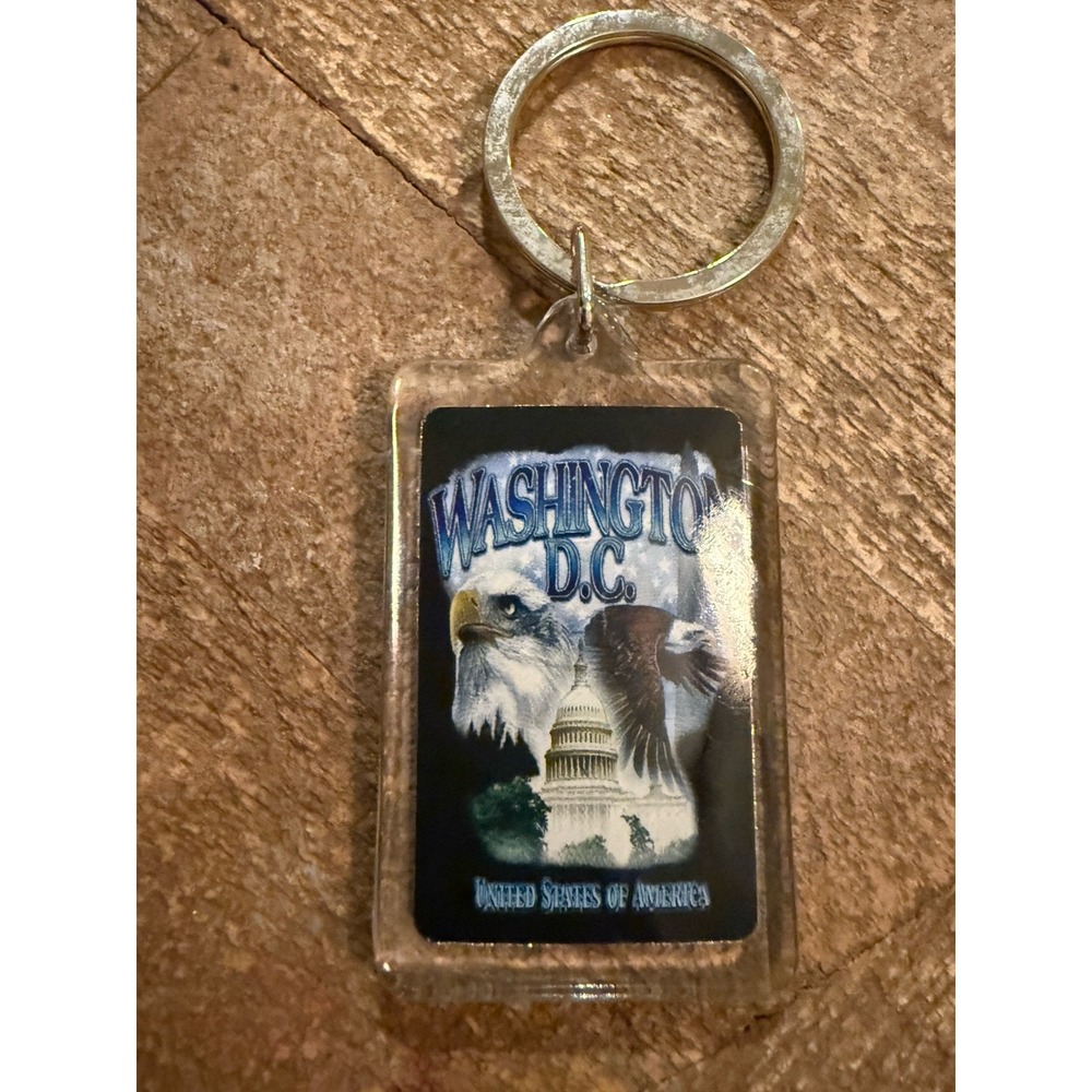 Washington DC USA Keychain Key Ring White House Bald Eagles Souvenir Travel
